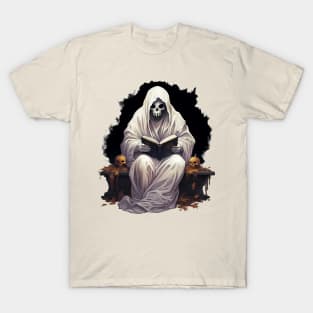 Ghost Reading a Grimoire Book T-Shirt